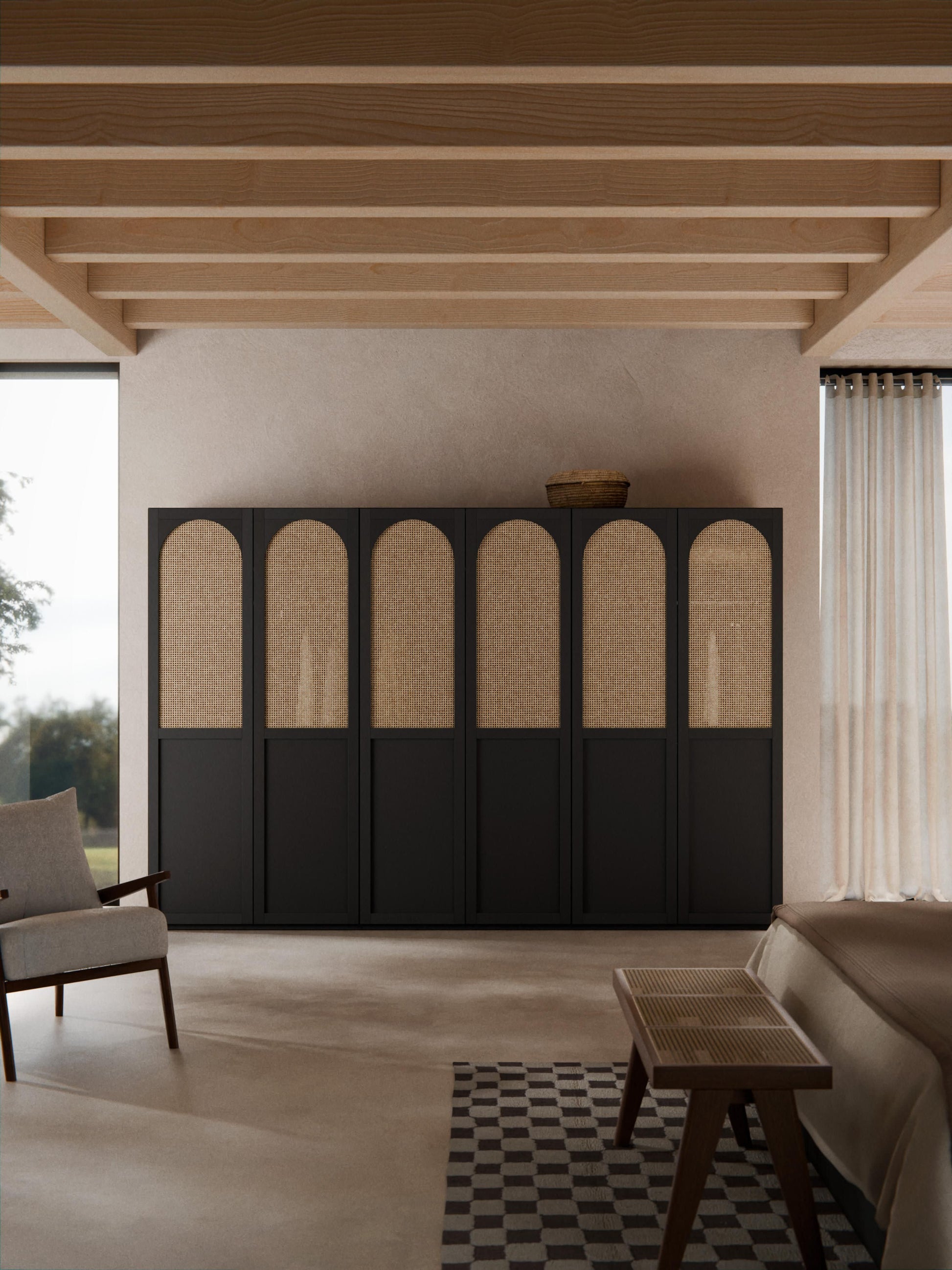 Jeanne Hinged-Door Modular Wardrobe in Various Sizes, 300 cm Wide