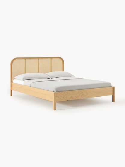 Jones Bed in Wood with Vienna Cane Headboard
