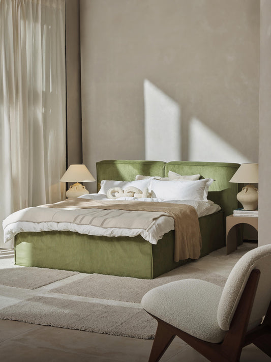 Lennon Box Spring Bed in Corduroy