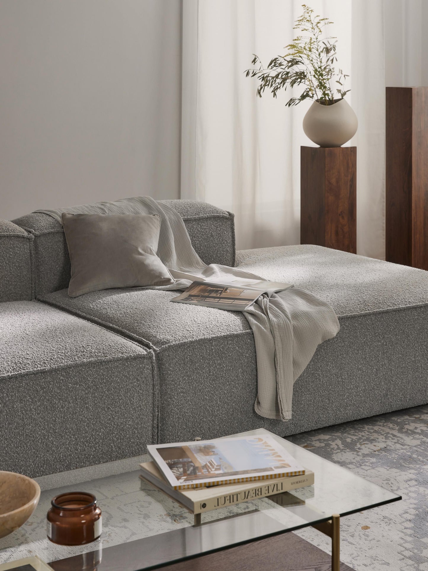 Lennon Ottoman Section in Bouclé