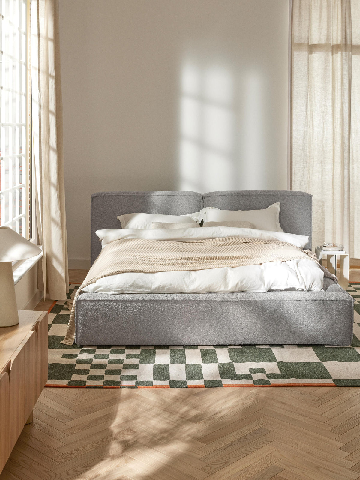 Lennon Upholstered Bed in Bouclé