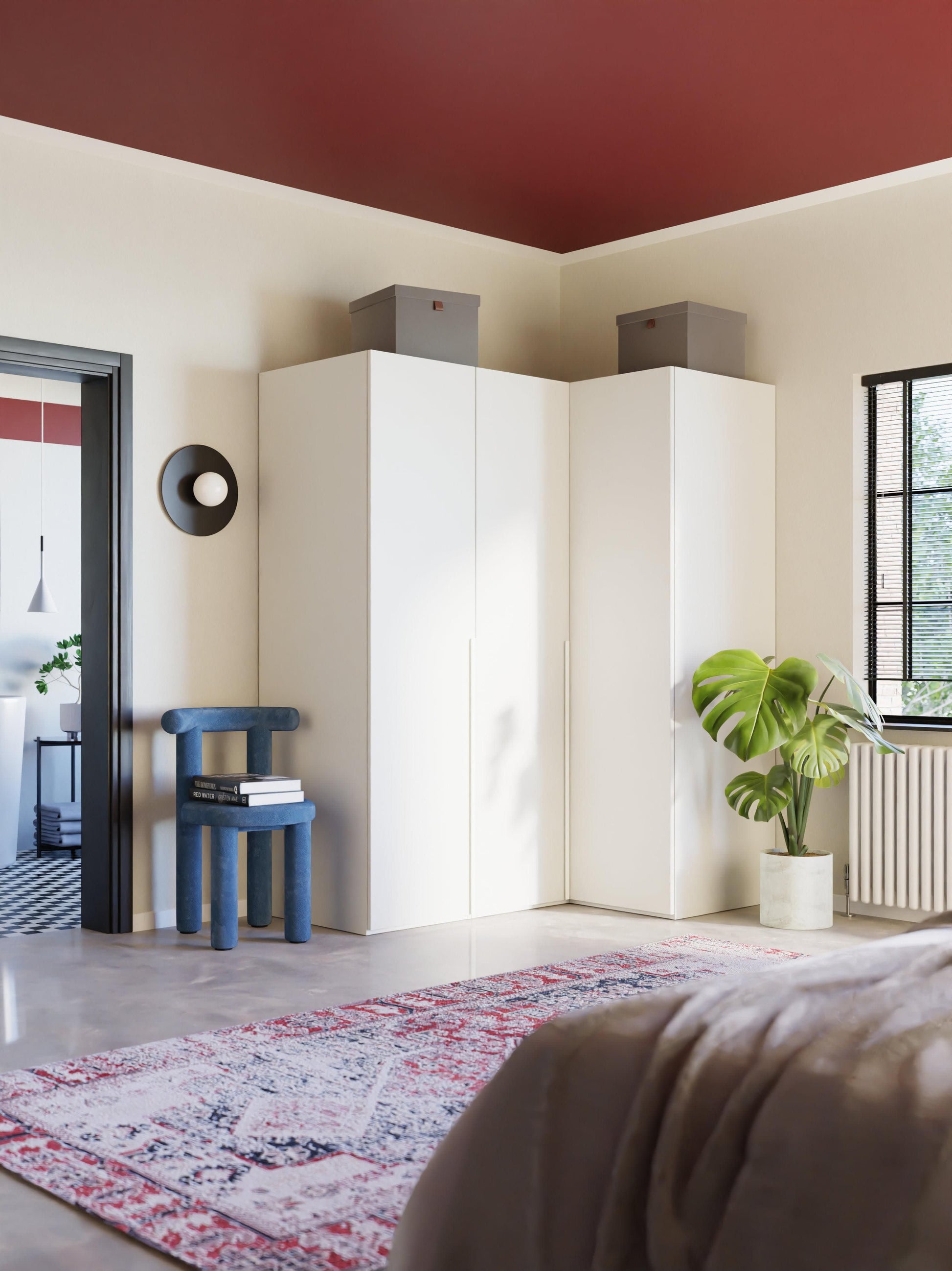 Leon Corner Modular Wardrobe in Various Sizes, 165 cm Wide