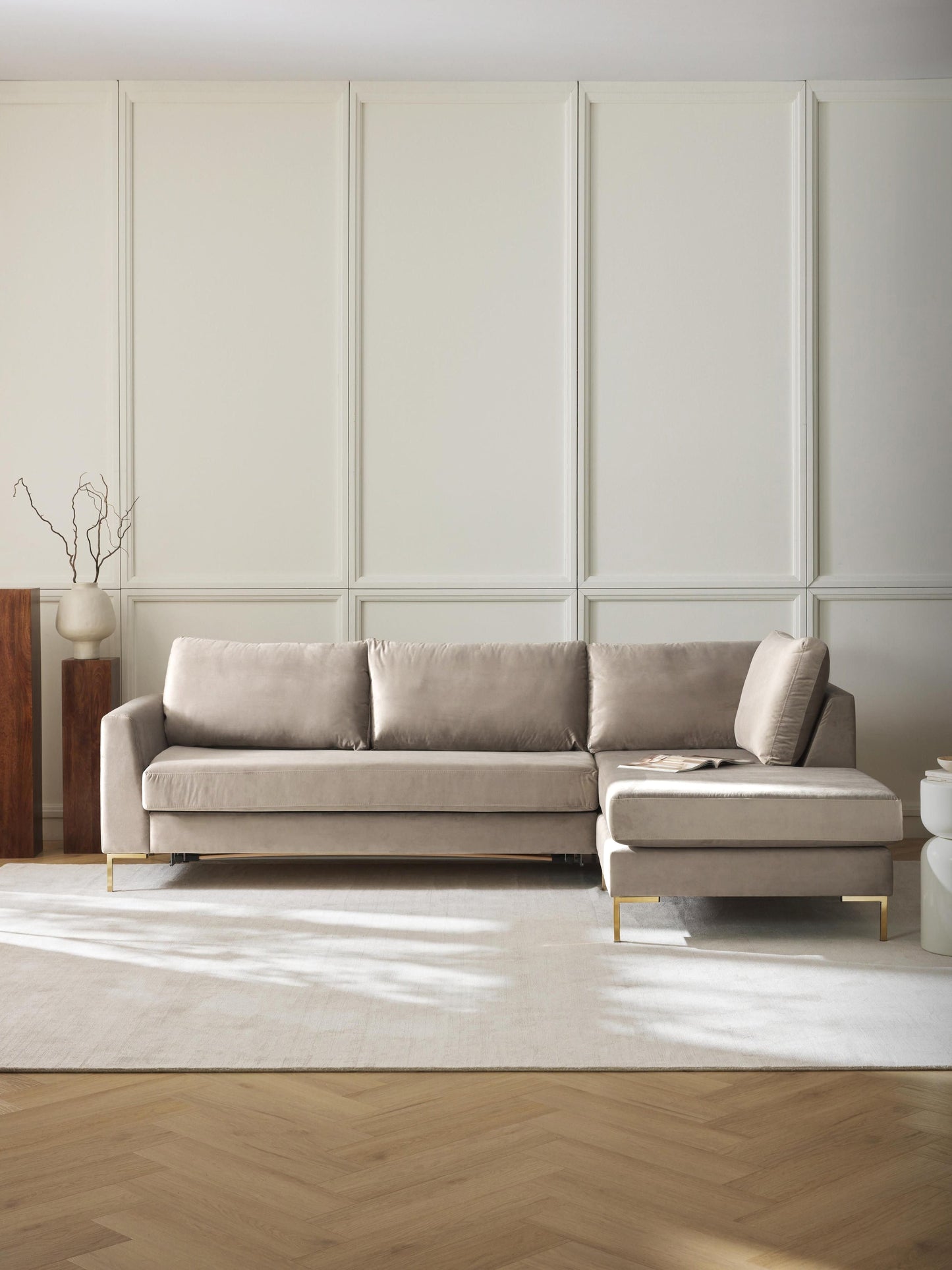 Luna 3-Seater Sofa Bed in Velvet, with Mattress