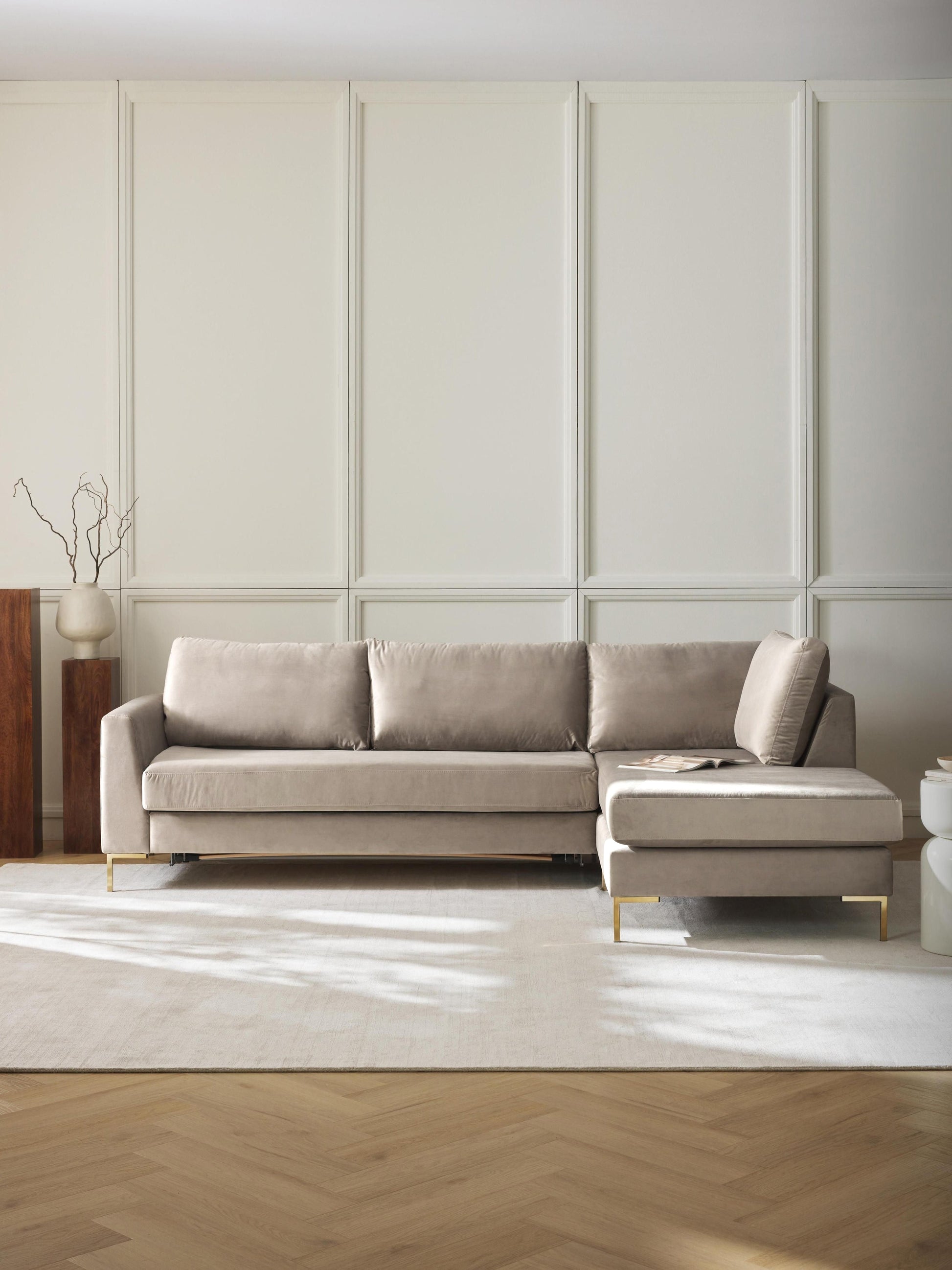 Luna 3-Seater Sofa Bed in Velvet, with Mattress