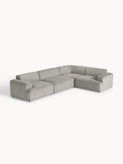 Melva 4-Seater Corner Sofa in Corduroy, Large