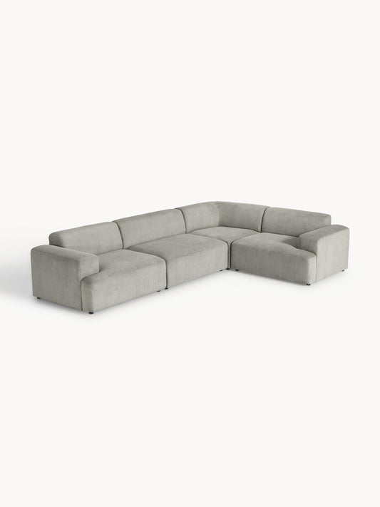 Melva 4-Seater Corner Sofa in Corduroy, Large