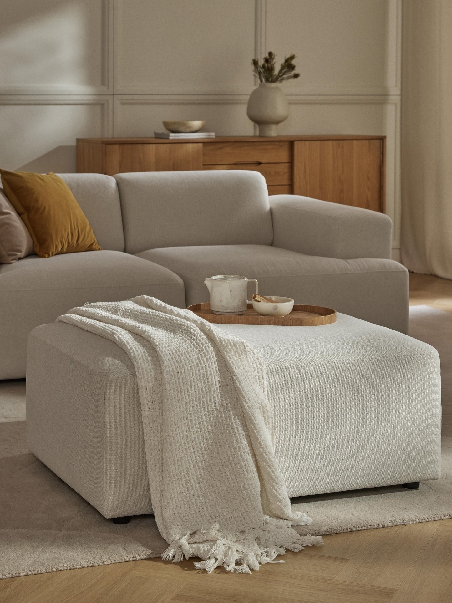 Melva Upholstered Stool, W 99 x D 72 cm