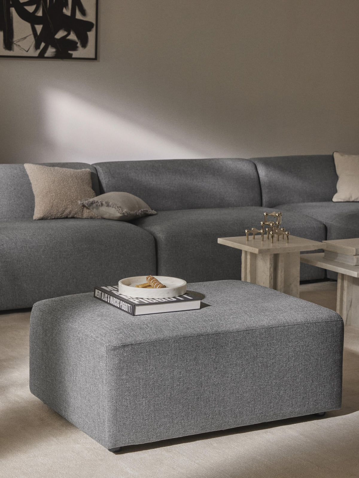 Melva Upholstered Stool, W 99 x D 72 cm