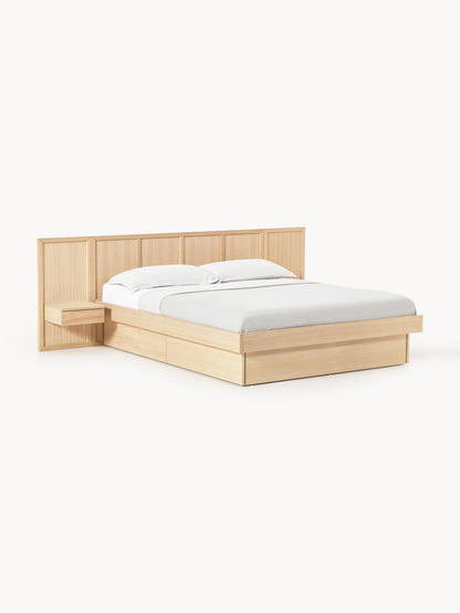 Nanto Bed in Wood with Headboard and Bedside Tables