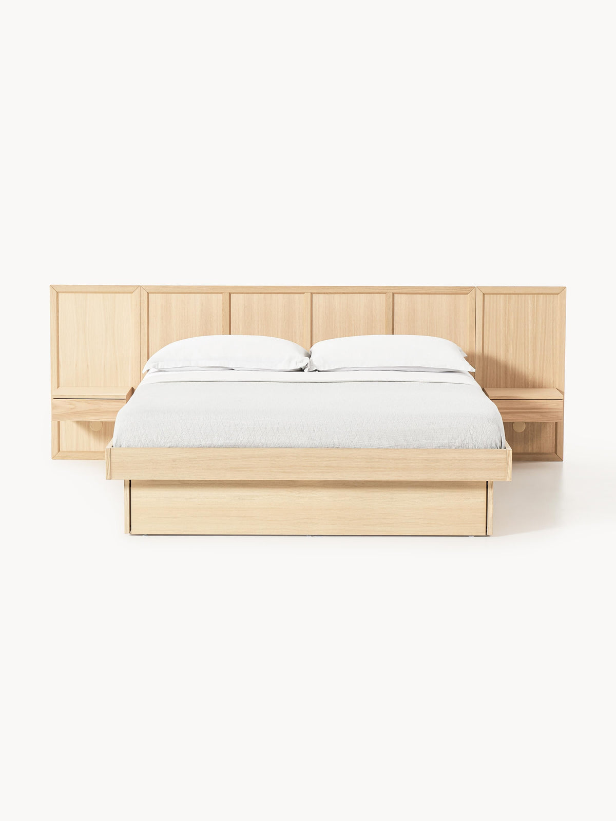Nanto Bed in Wood with Headboard and Bedside Tables