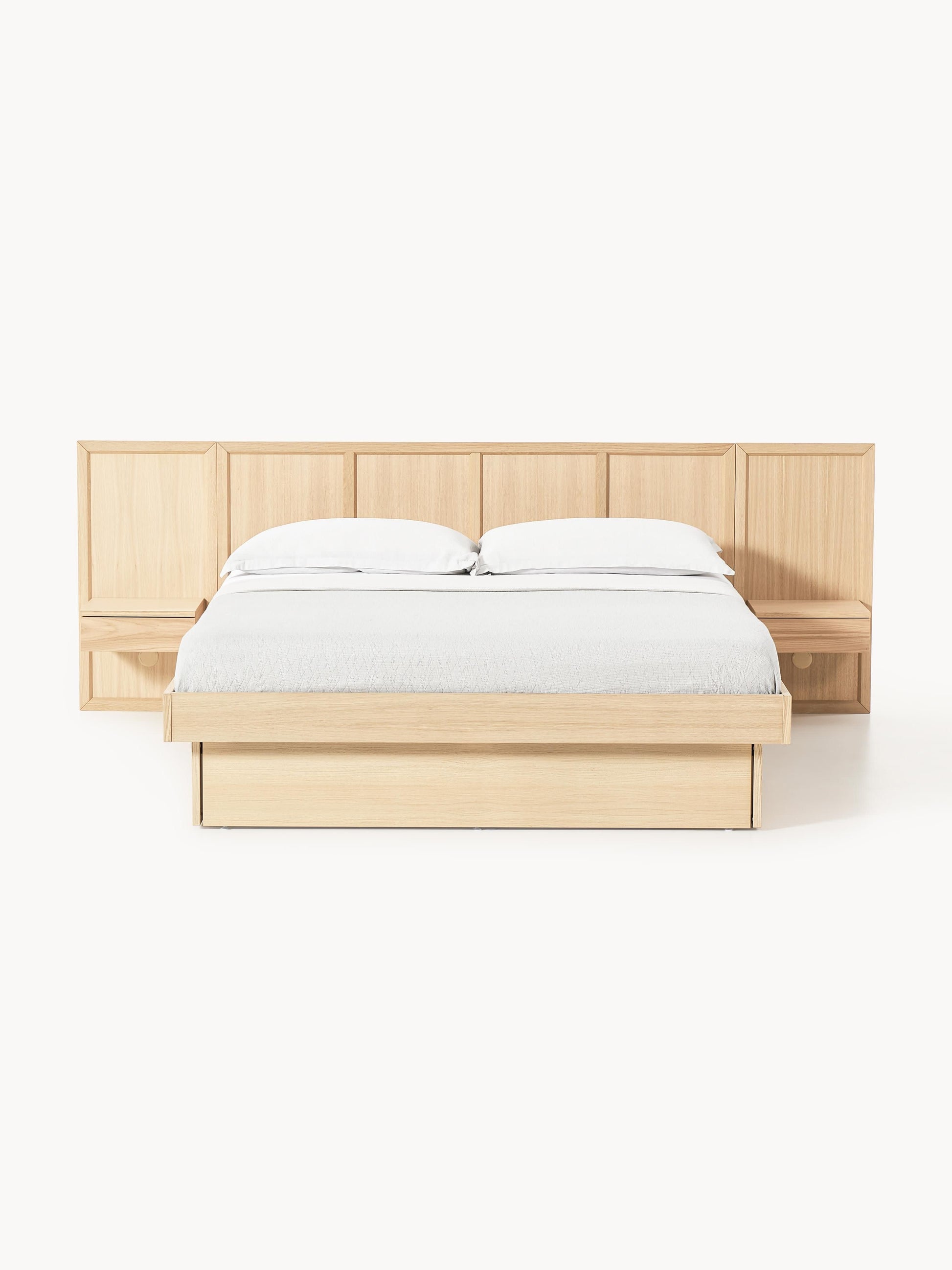 Nanto Bed in Wood with Headboard and Bedside Tables
