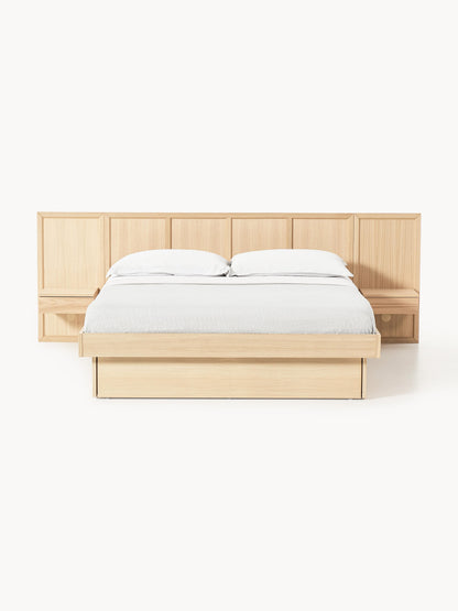 Nanto Bed in Wood with Headboard and Bedside Tables