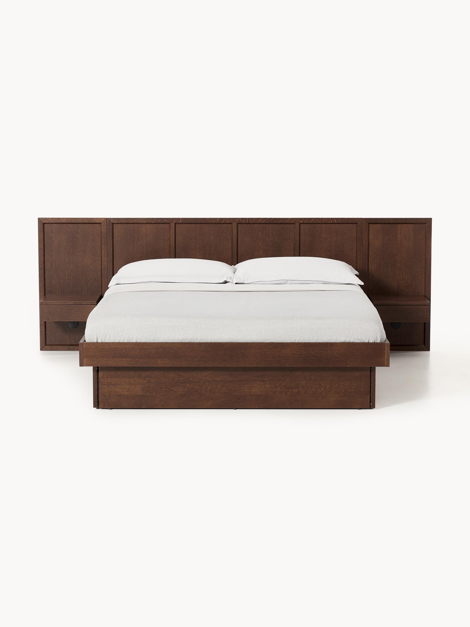 Nanto Bed in Wood with Headboard and Bedside Tables