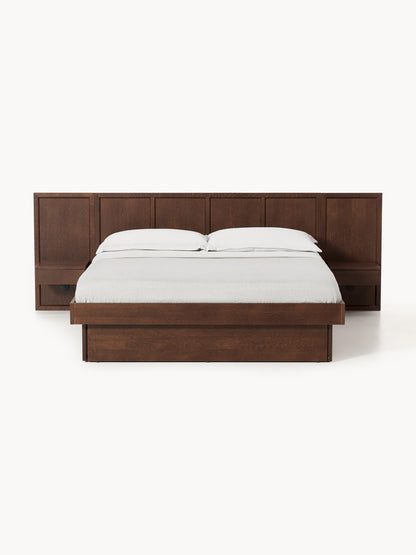 Nanto Bed in Wood with Headboard and Bedside Tables