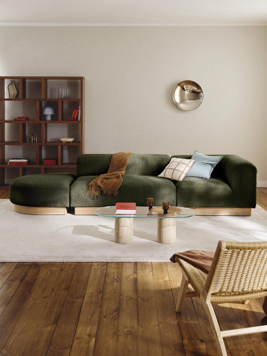 Natalie Modular Ottoman with Stool in Teddy Bouclé (Left/Right)