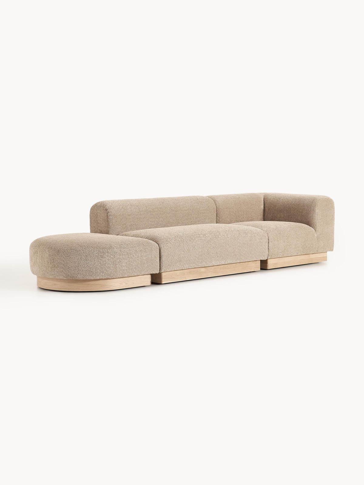 Natalie Modular Ottoman with Stool in Teddy Bouclé (Left/Right)