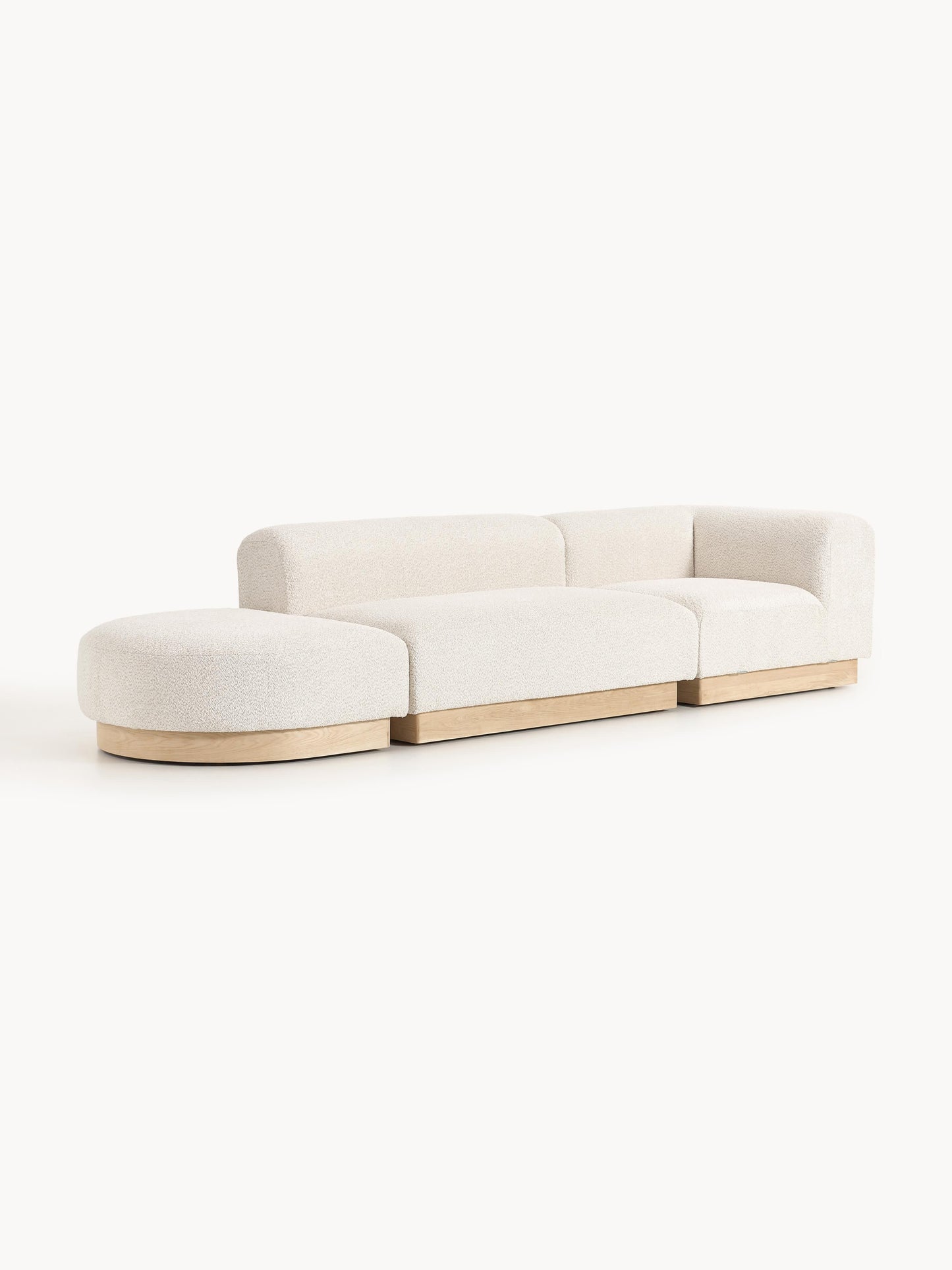 Natalie Modular Ottoman with Stool in Teddy Bouclé (Left/Right)