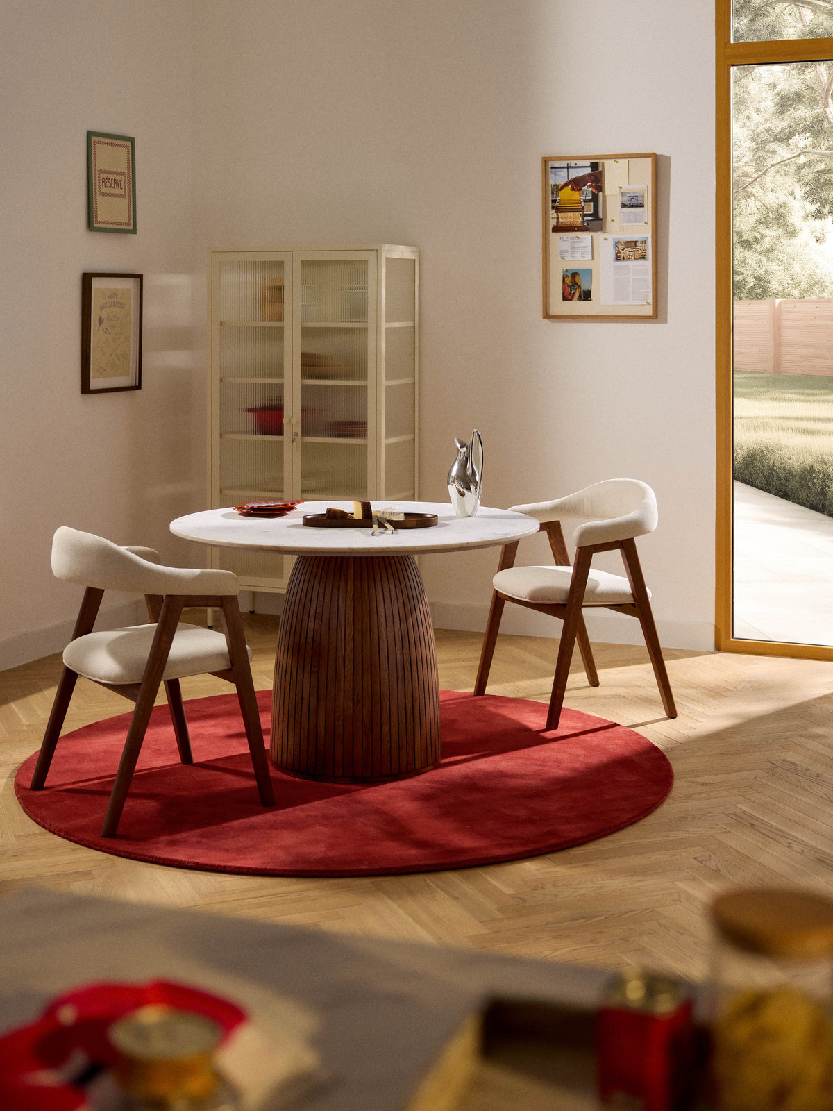 Nelly Round Dining Table with Tabletop in Marble, Ø 115 cm