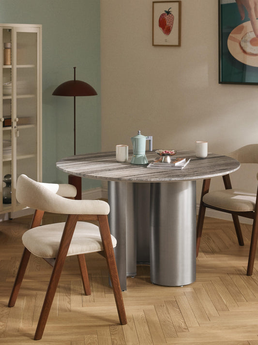 Noam Round Dining Table with Tabletop in Marble, Ø 120 cm