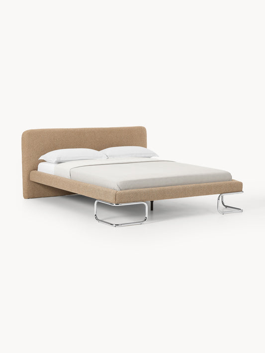 Olina Upholstered Bed in Bouclé, Metal Legs