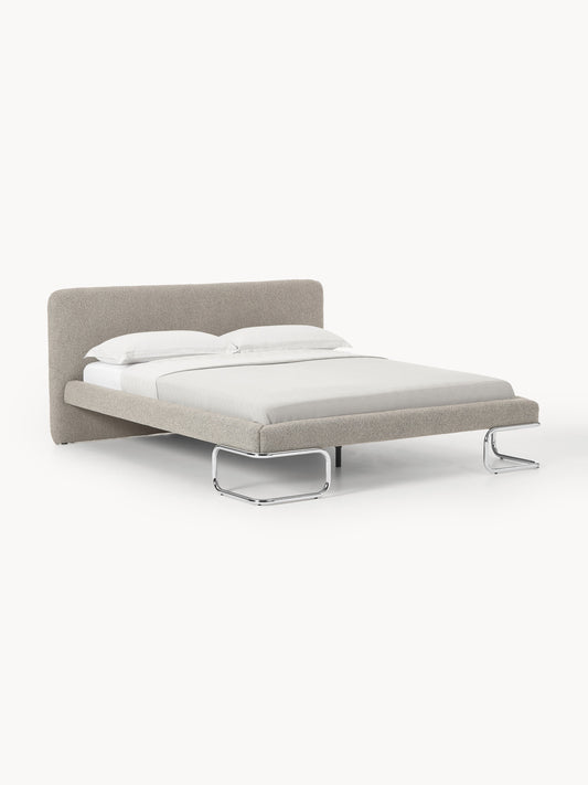 Olina Upholstered Bed in Bouclé, Metal Legs