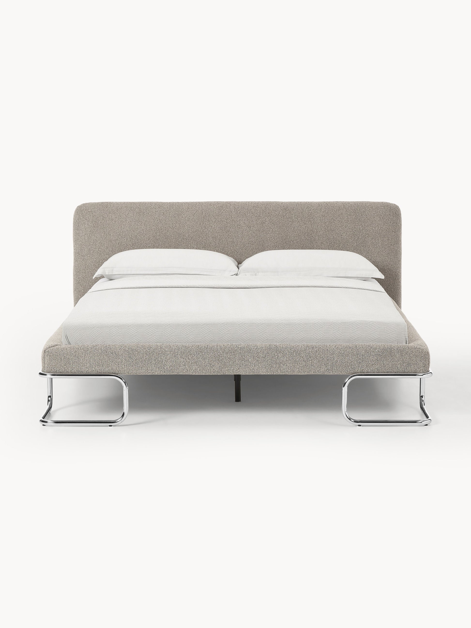 Olina Upholstered Bed in Bouclé, Metal Legs