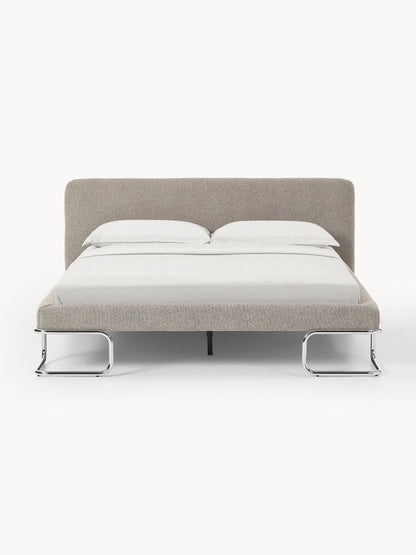Olina Upholstered Bed in Bouclé, Metal Legs