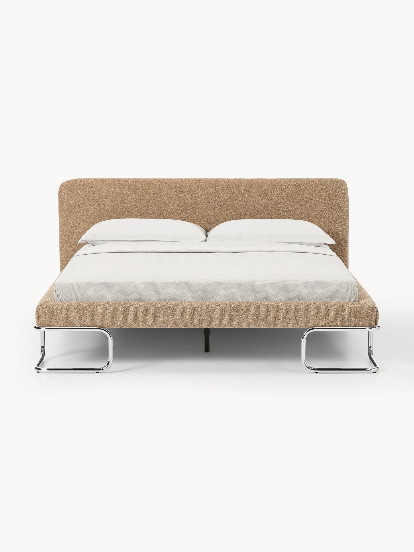 Olina Upholstered Bed in Bouclé, Metal Legs
