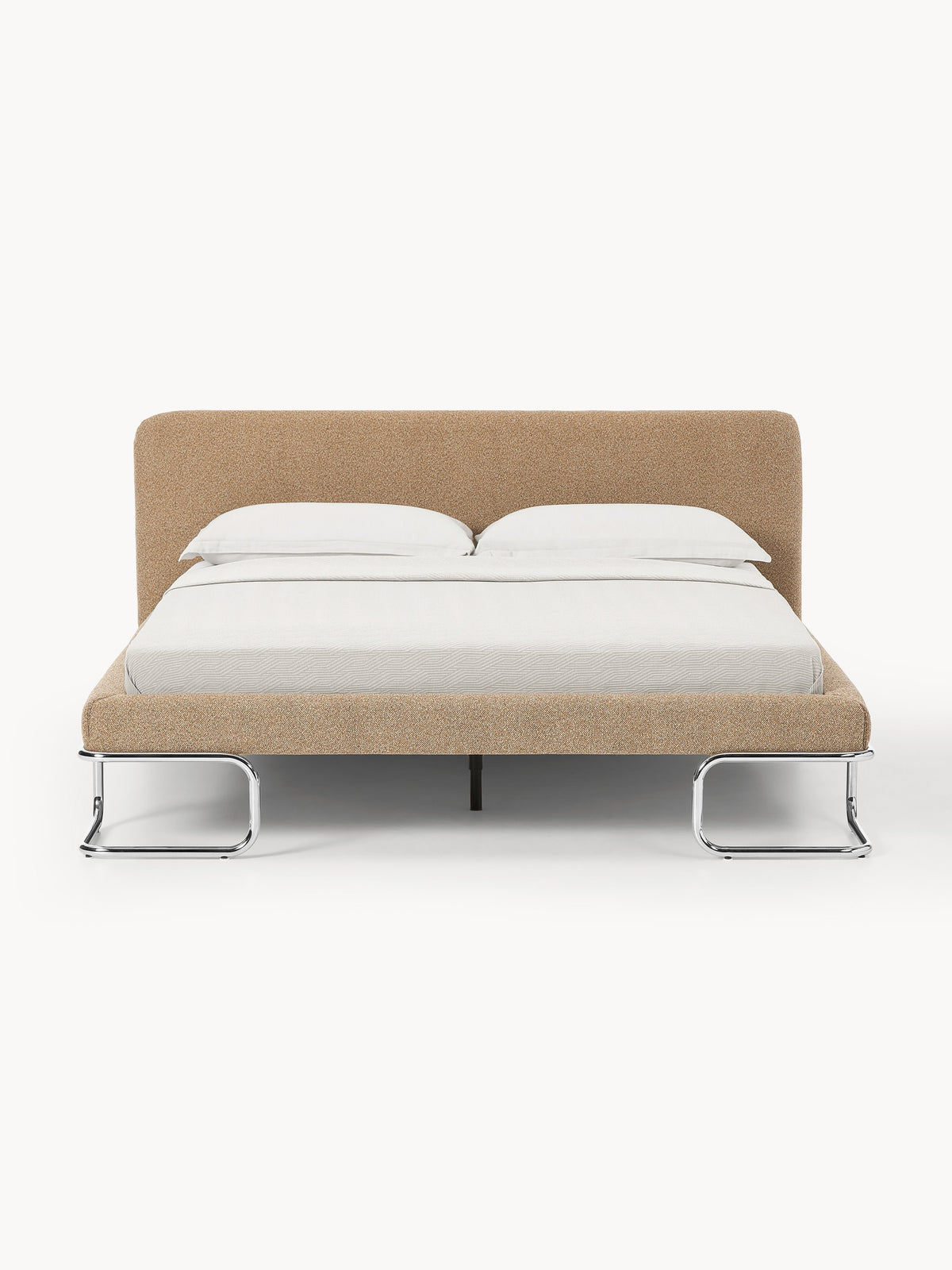 Olina Upholstered Bed in Bouclé, Metal Legs