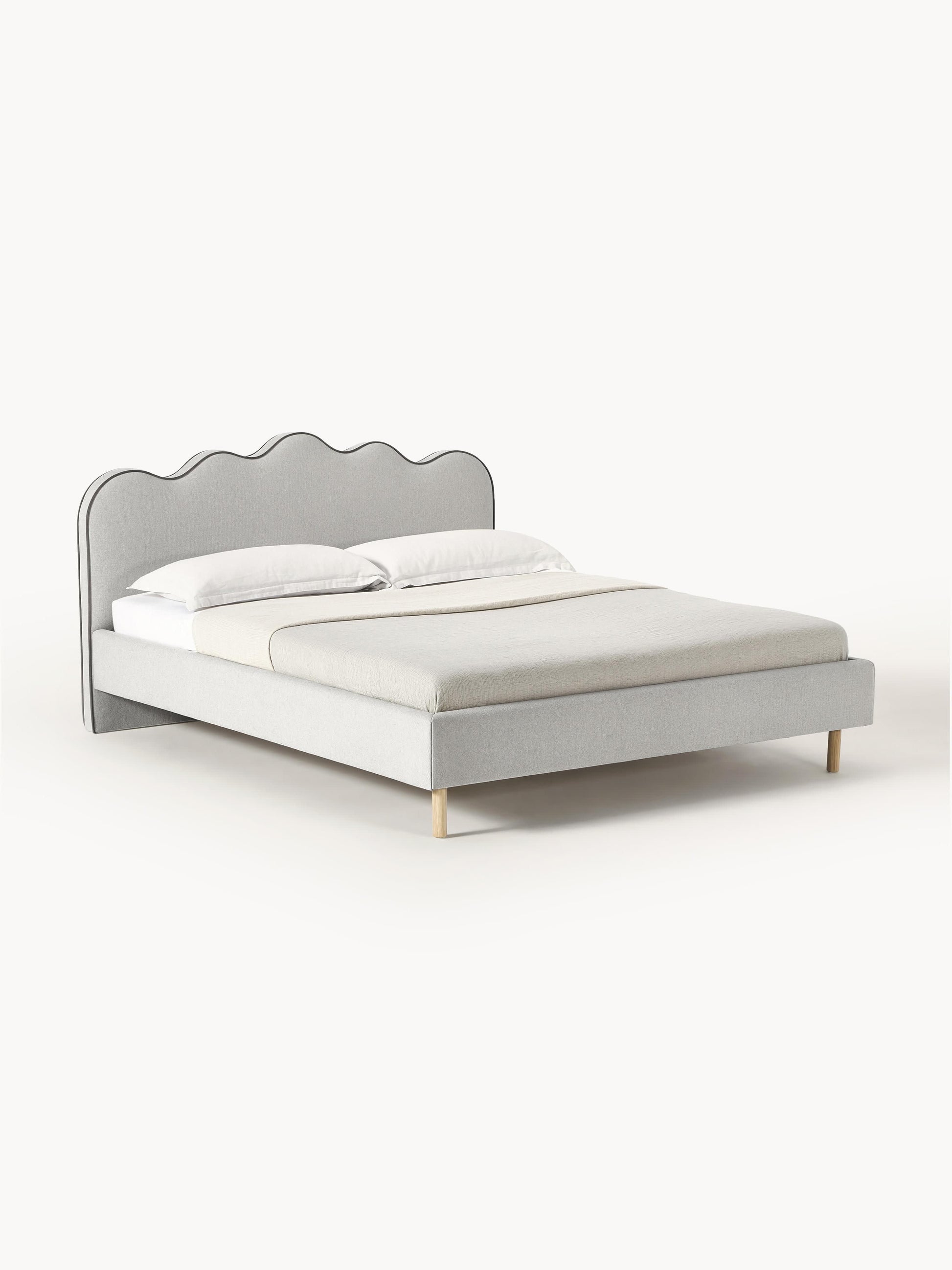 Romy Wavy-Headboard Upholstered Bed