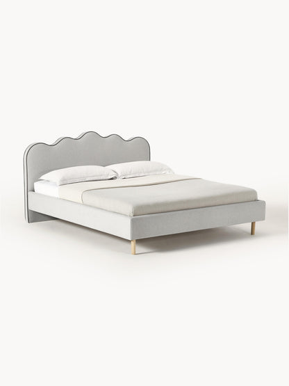 Romy Wavy-Headboard Upholstered Bed