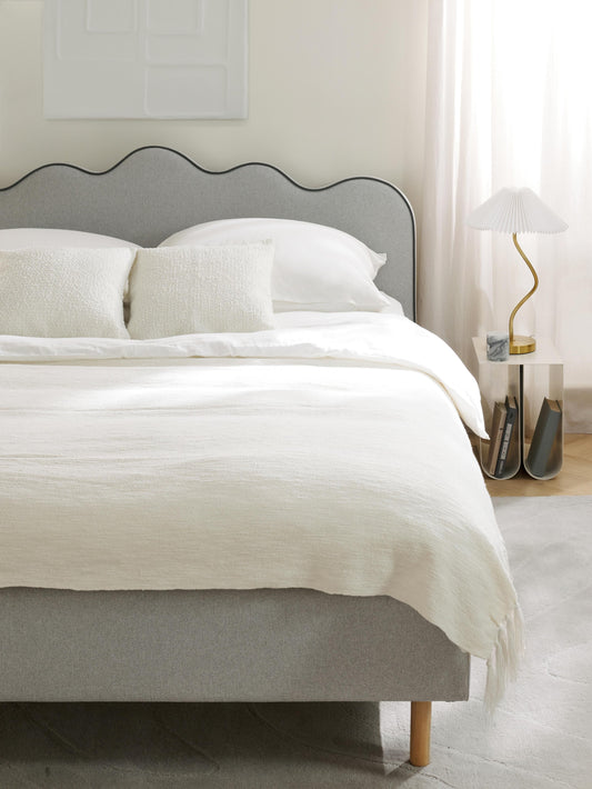 Romy Wavy-Headboard Upholstered Bed