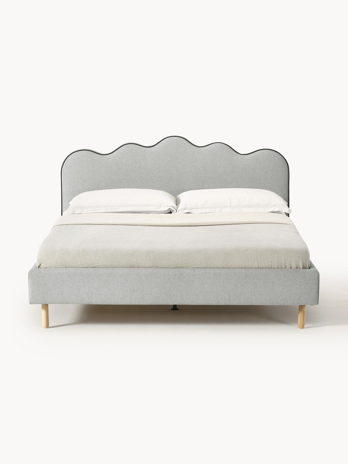 Romy Wavy-Headboard Upholstered Bed