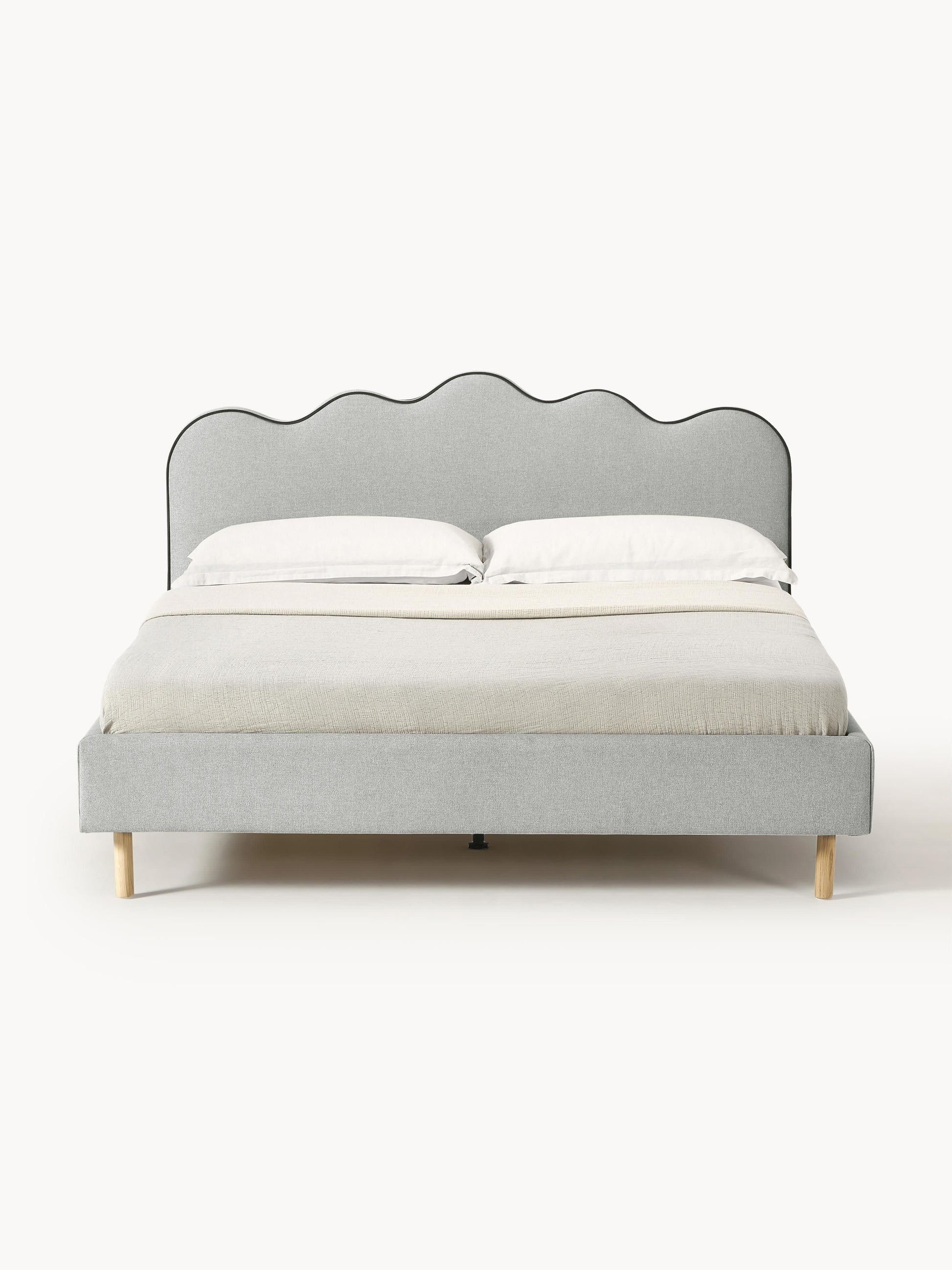 Romy Wavy-Headboard Upholstered Bed
