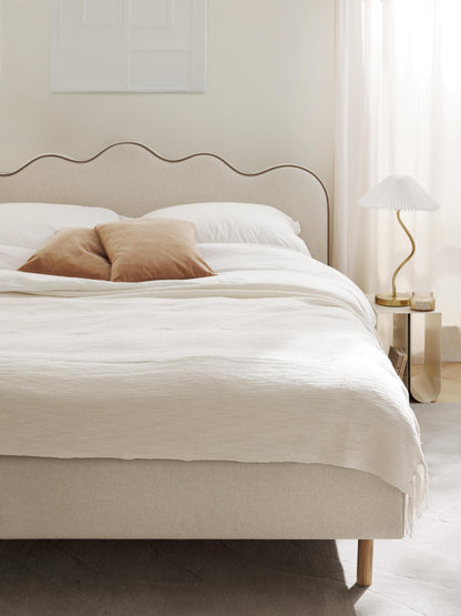 Romy Wavy-Headboard Upholstered Bed
