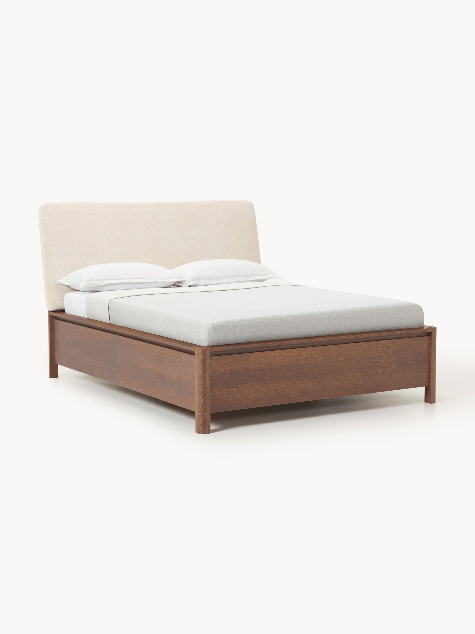 Santiago Bed in Wood with Drawers and Upholstered Headboard