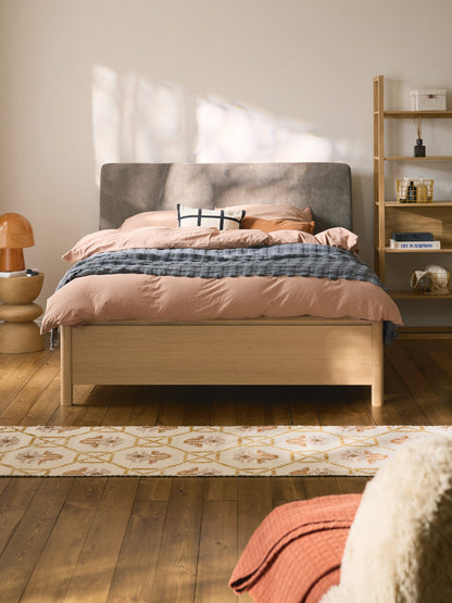 Santiago Bed in Wood with Drawers and Upholstered Headboard
