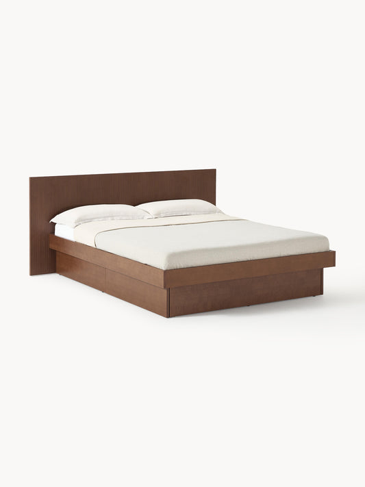 Sato Bed in Wood with Headboard and Drawers