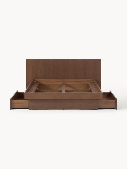 Sato Bed in Wood with Headboard and Drawers