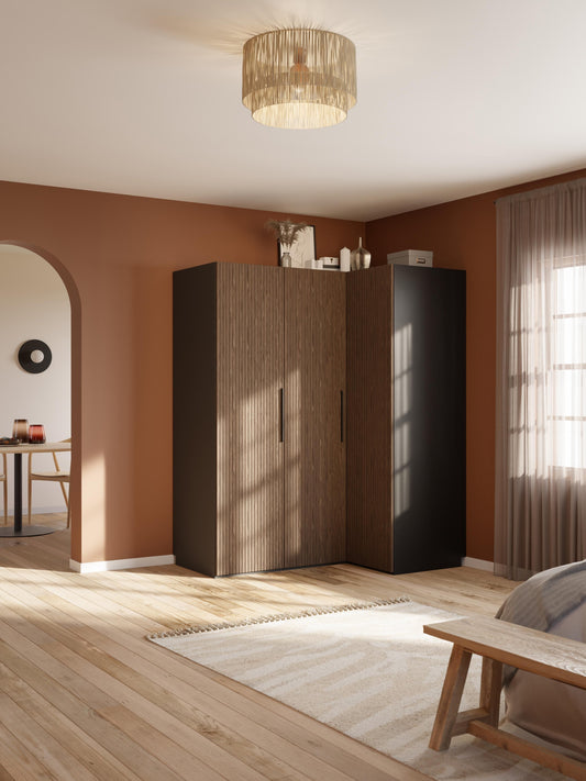 Simone Corner Modular Wardrobe in Various Sizes, 165 cm Wide