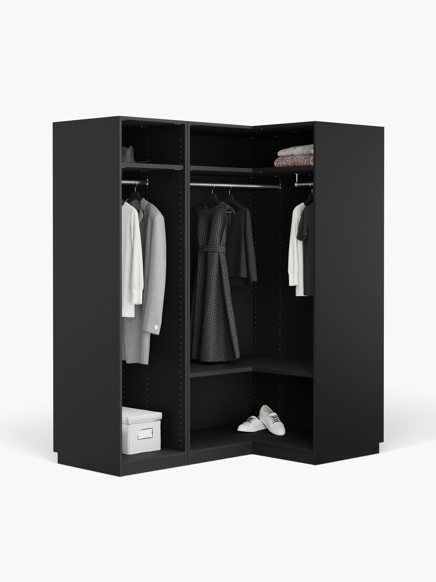 Simone Corner Modular Wardrobe in Various Sizes, 165 cm Wide