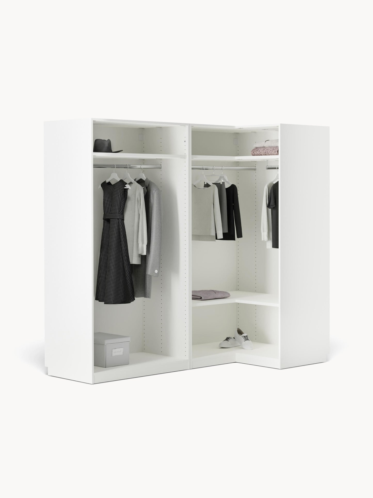 Simone Corner Modular Wardrobe in Various Sizes, 215 cm Wide