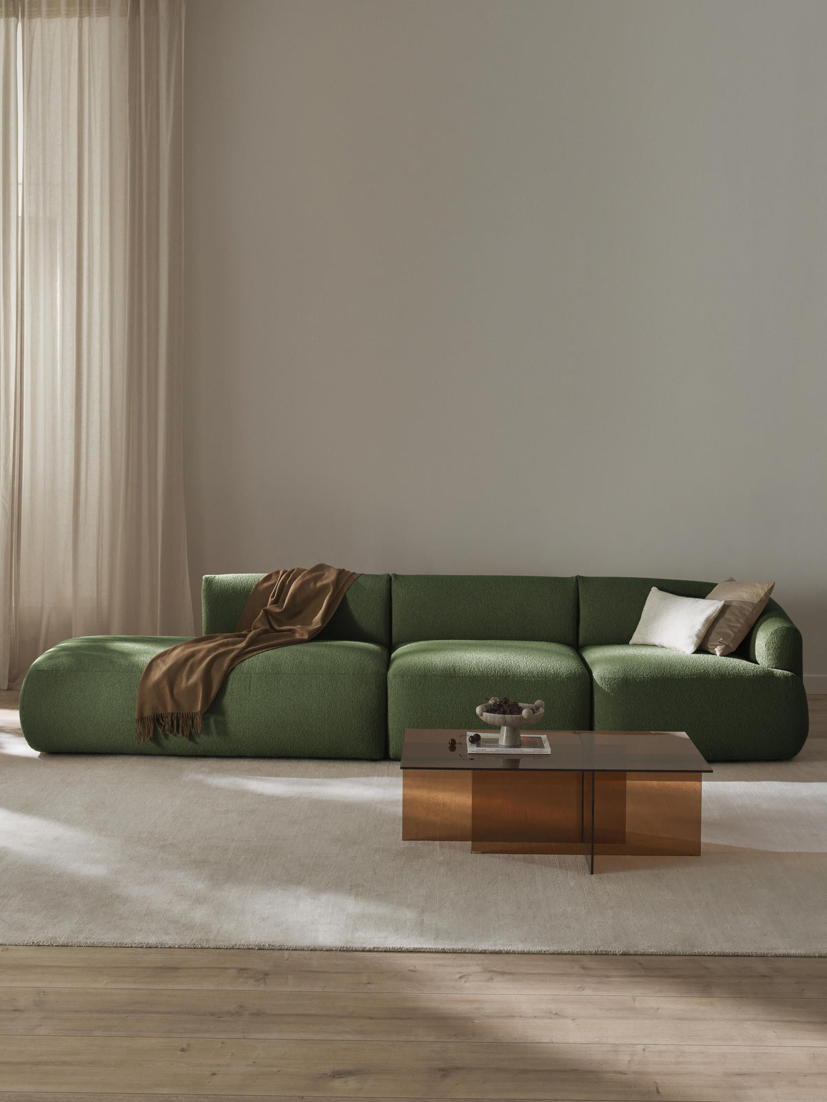 Sofia 2-Seater Modular Chaise in Bouclé