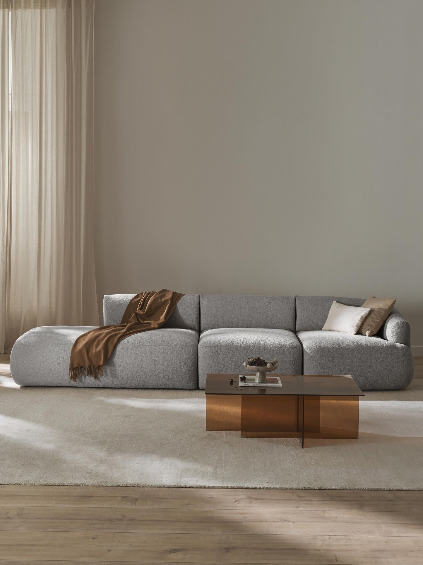 Sofia 2-Seater Modular Chaise in Bouclé