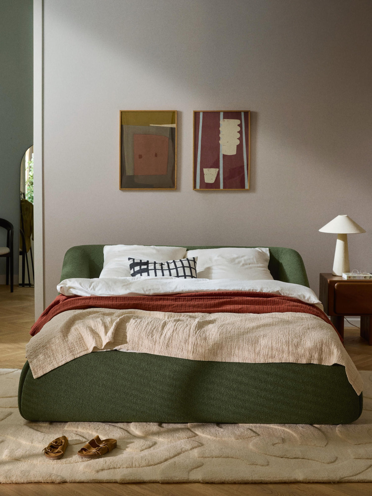 Sofia Upholstered Bed in Bouclé
