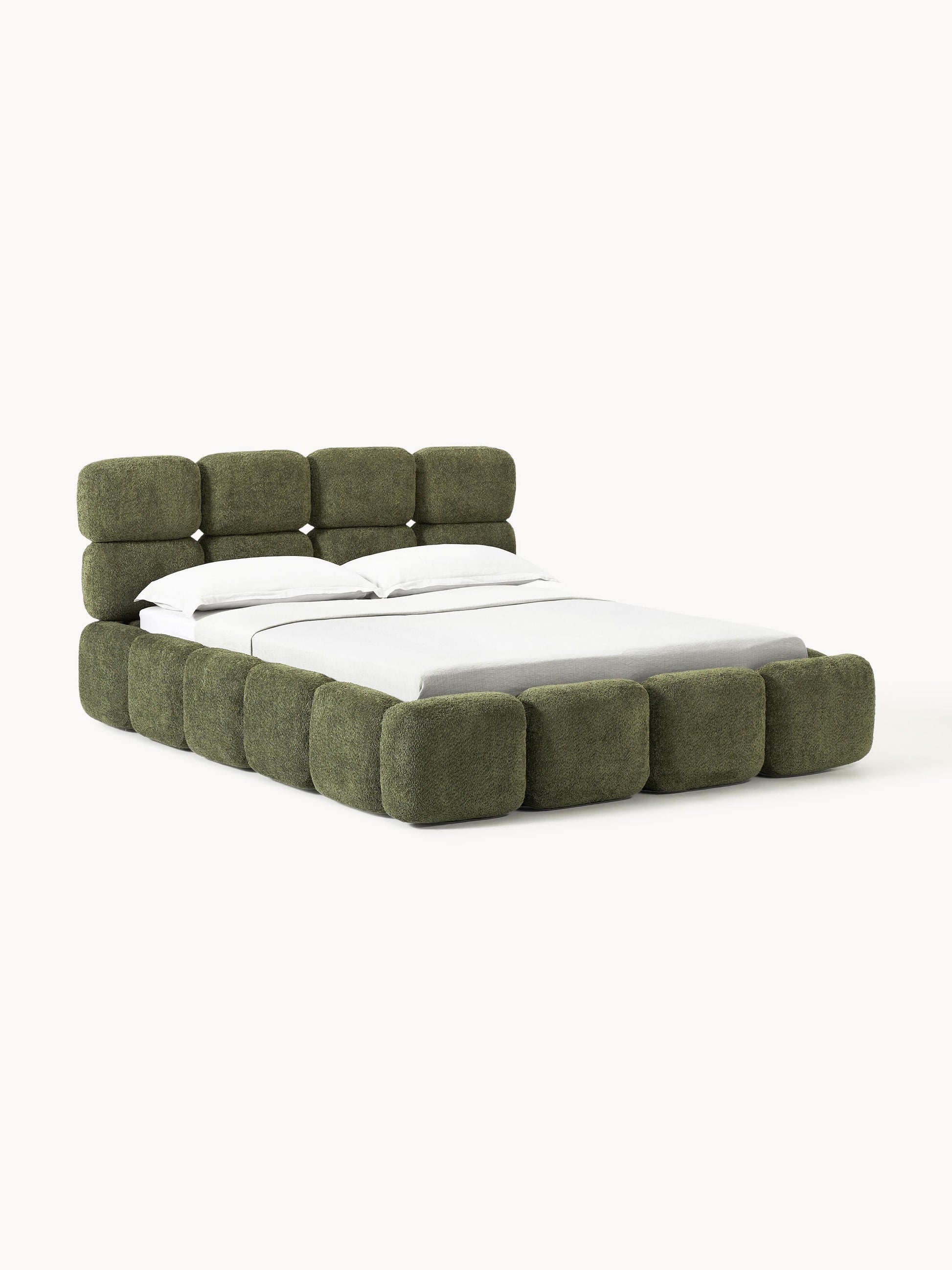 Tayla Bed, Upholstered in Teddy Bouclé