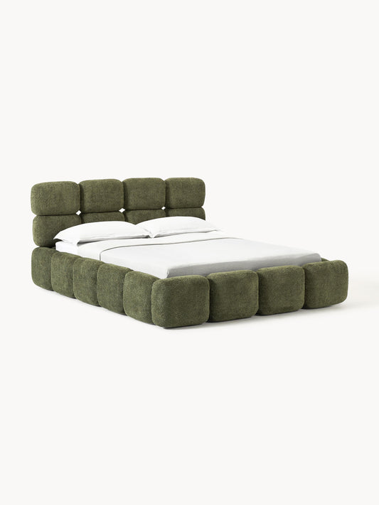 Tayla Bed, Upholstered in Teddy Bouclé