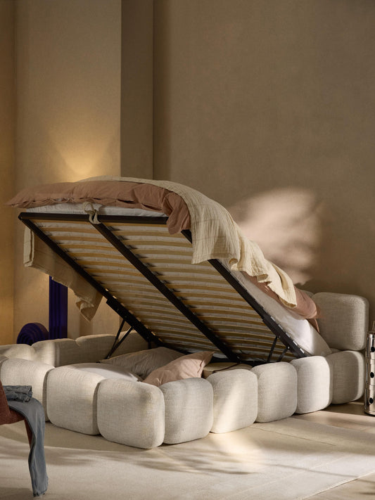 Tayla Upholstered Storage Bed in Bouclé