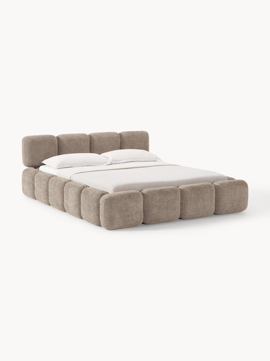 Tayla Upholstered Storage Bed in Teddy Bouclé