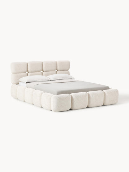 Tayla Upholstered Storage Bed in Teddy Bouclé